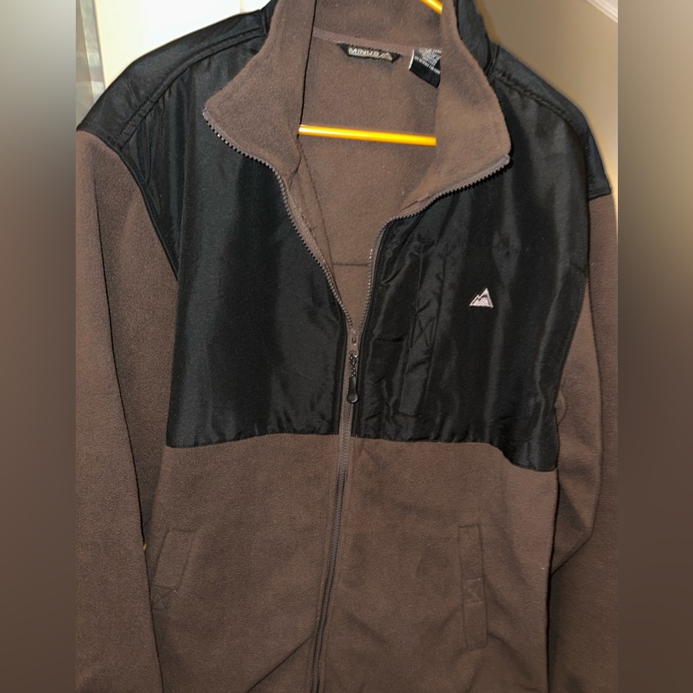 Mens Minus Zero Fleece Full Zip Brown and Black Jacket Size XL
